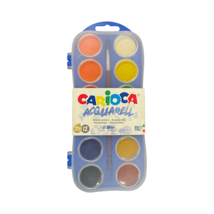 Juego de 12 acuarelas Carioca Acquarell, ideales para niños. Fáciles de diluir y no tóxicas