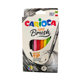 Marcadores Carioca Super Brush, trazo caligráfico, tinta de larga duración, 10 piezas.